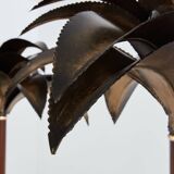 Maison Jansen style pair of bronze mahogany palm tree lamps 1960s