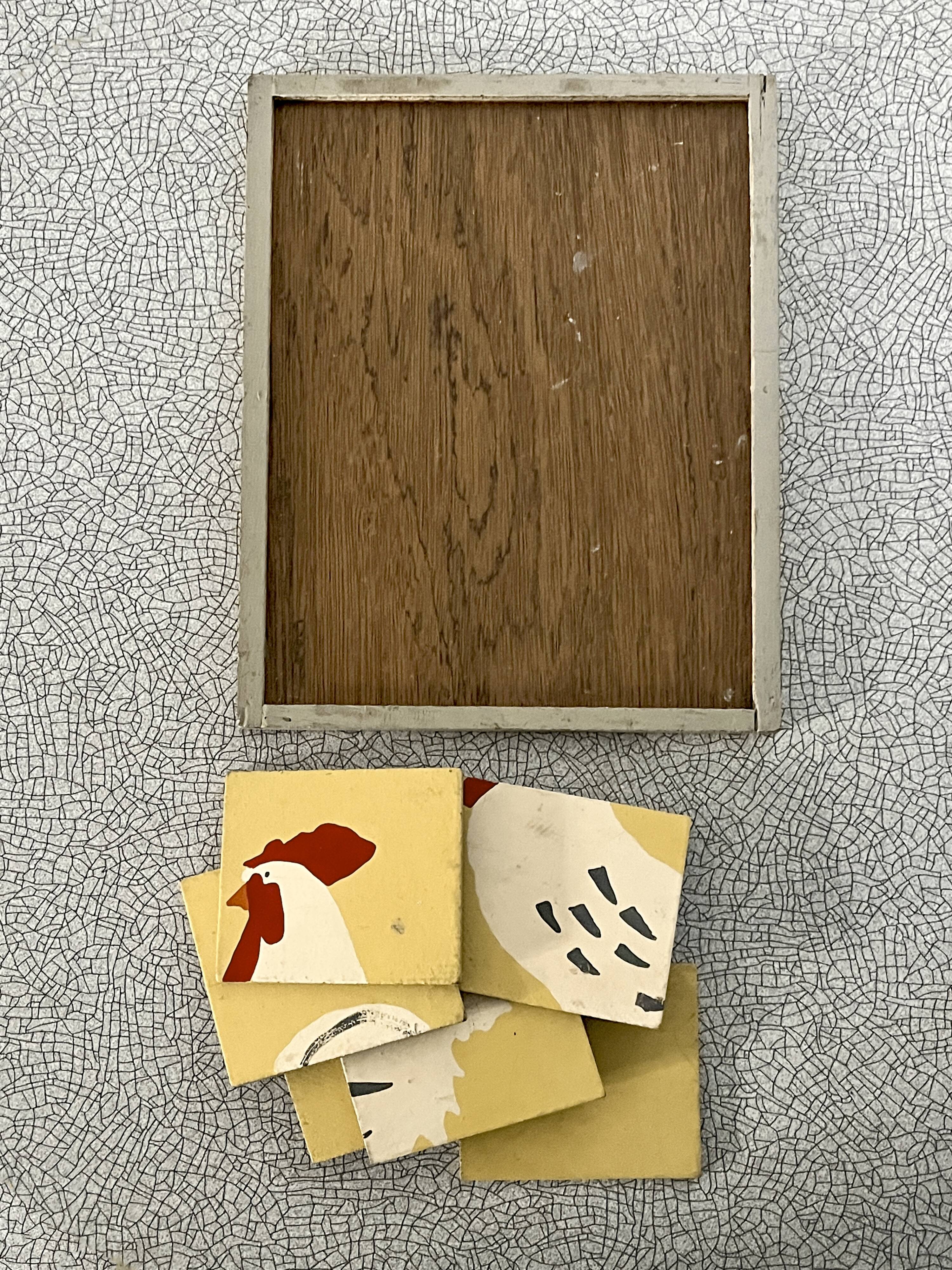 Wooden puzzle frame from the 1930s/40s depicting a rooster.