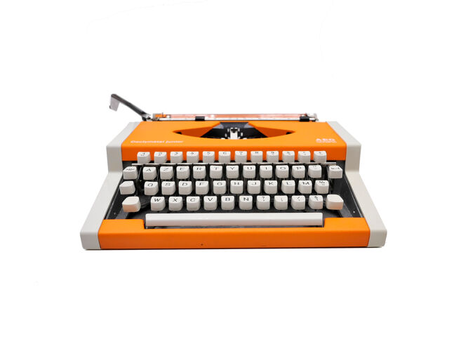 Machine à écrire Olympia AEG Dactymétal Junior orange révisée ruban neuf