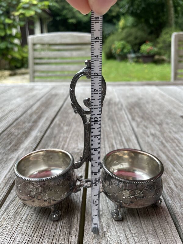 Double salière de table métal argenté Armand Frenais 19ème siècle Art Nouve