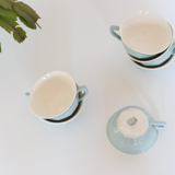 Set of 6 cups of the 1950s, the pottery of Sarreguemines