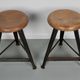 Pair of Industrial Steel Factory Stools By Rowac Robert Wagner Chemnitz, 1930s