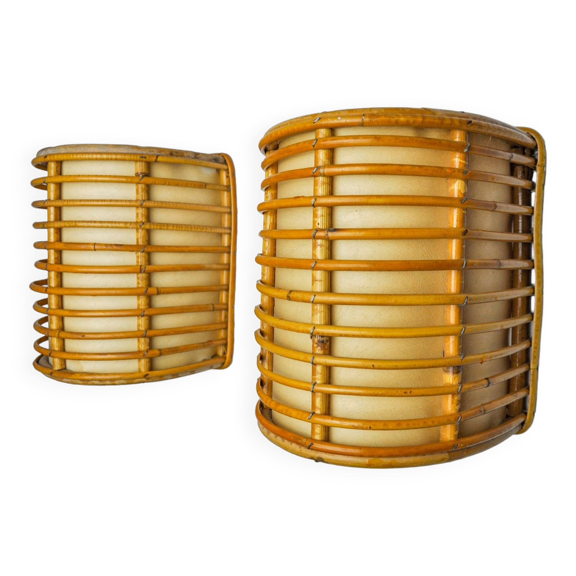 Pair of rattan sconces France 1960