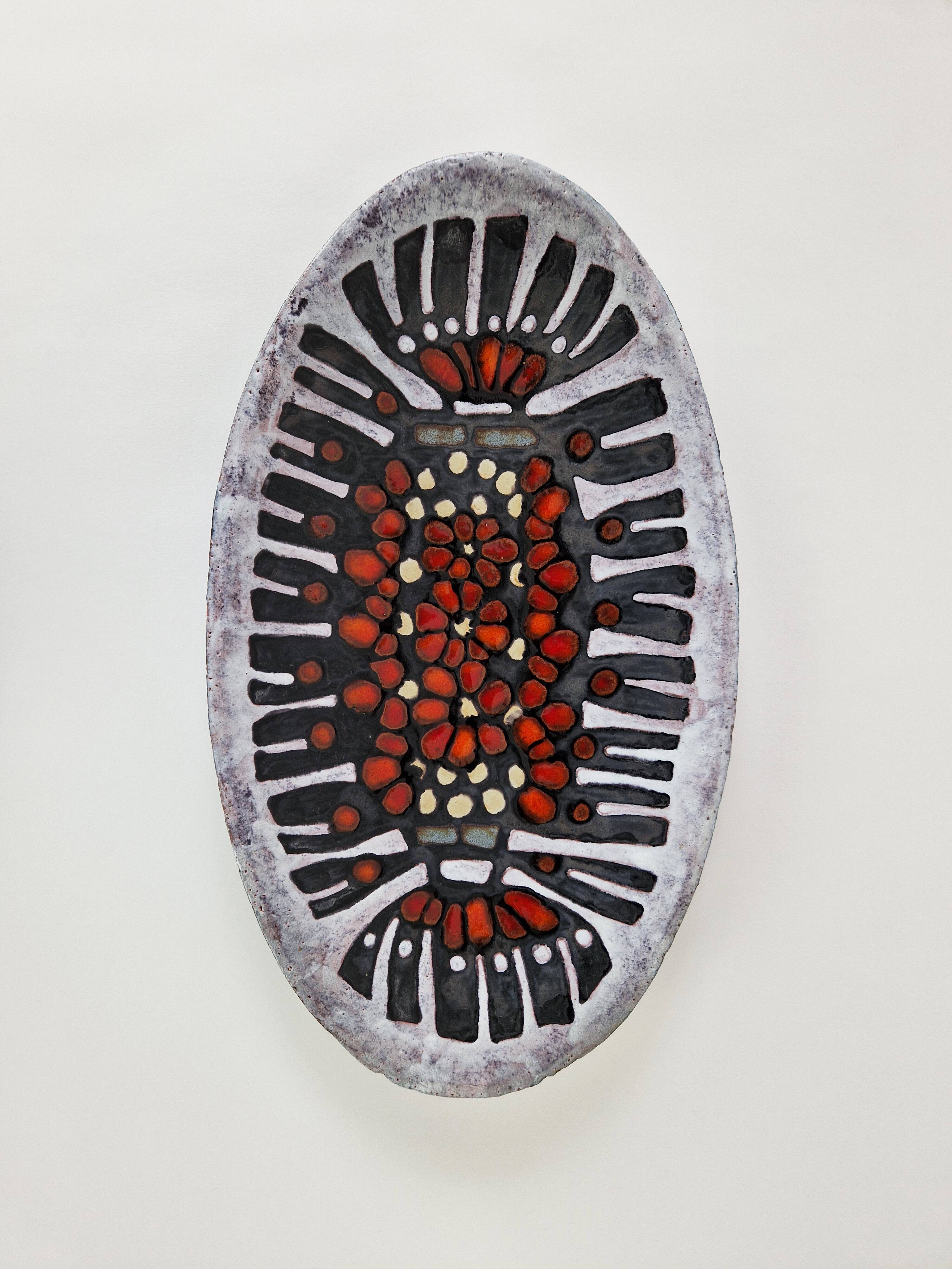 Oblong ceramic cut by perignem circa 1960