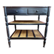 Table d’appoint 2 tiroirs avec étagères en cannage