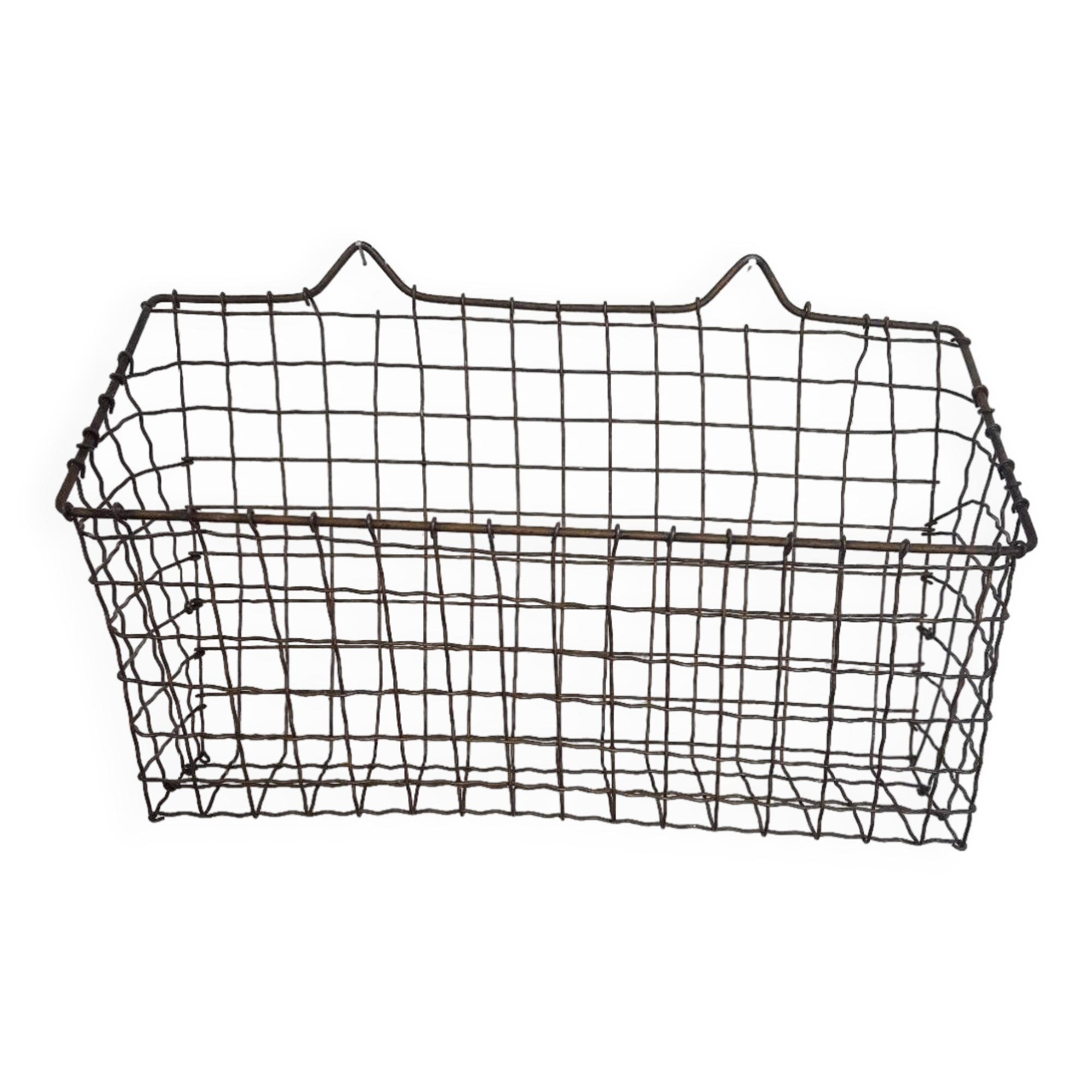 Metal basket basket wire mesh vintage brass mail storage wall magazine magazine holder