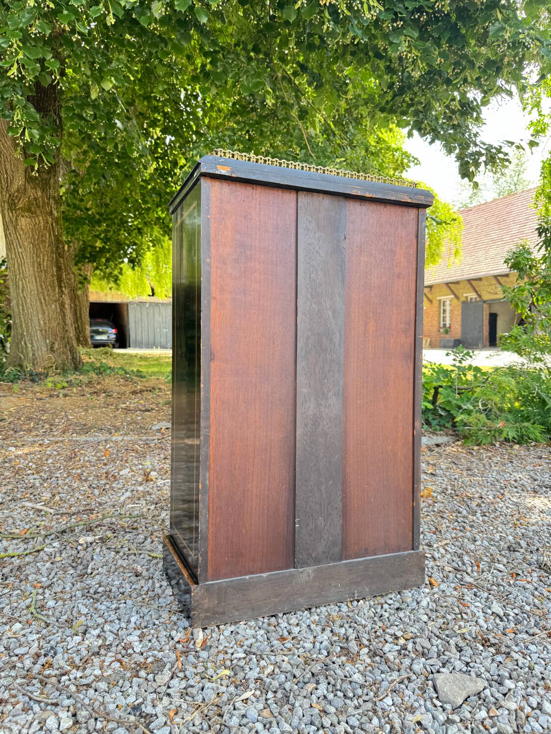 Blackened wooden display case from the Napoleon III period, 19th century