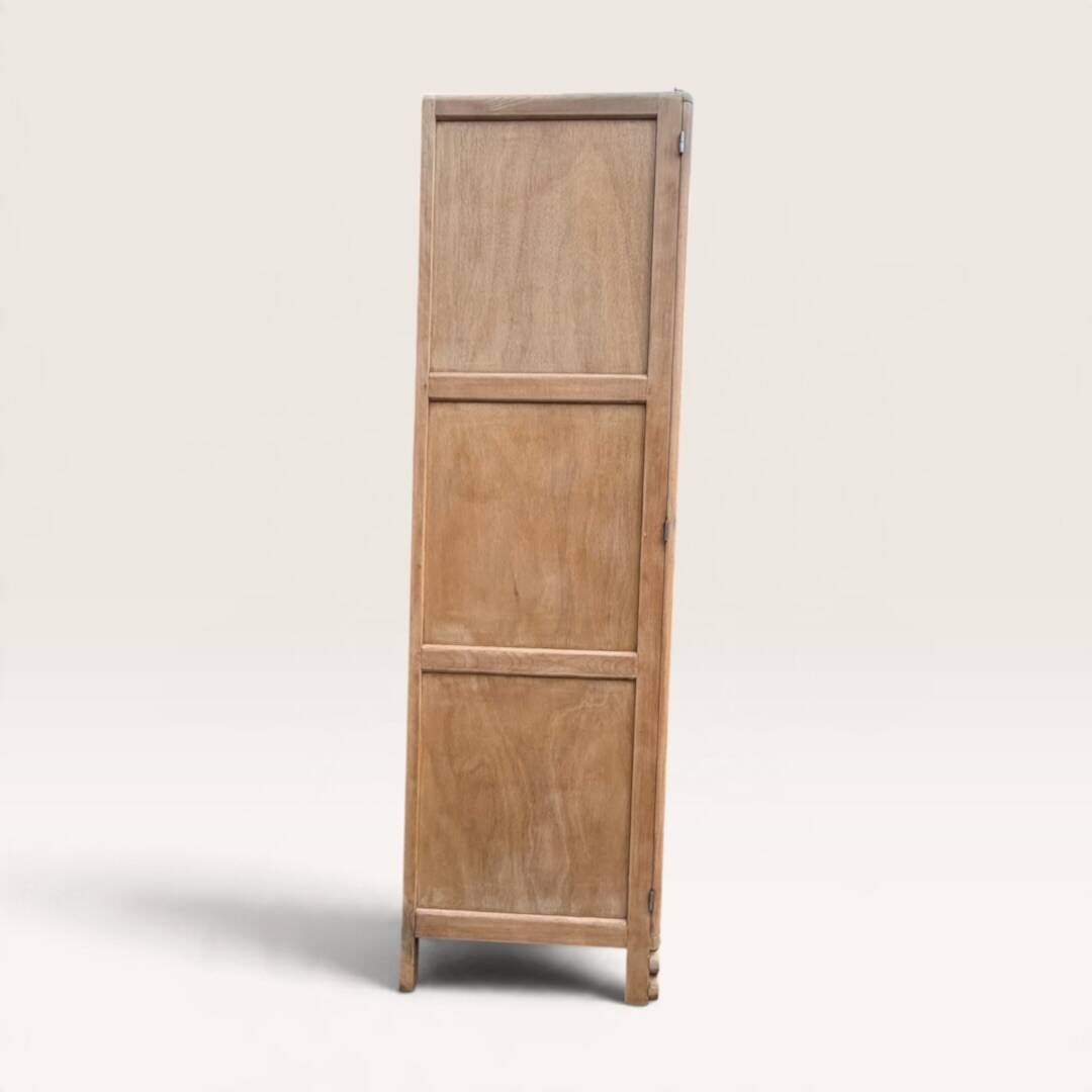 Parisian Art Deco wardrobe, renovated with raw wood.
