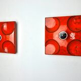 Pair of Fat Lava wall lamps by Hustadt Leuchten, Red ceramic, Germany, 1960