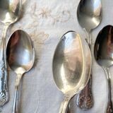 10 Vintage Rocaille Style Metal Soup Spoons