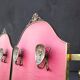 Italian coat rack in brass and red fabric, 1950s/60s.