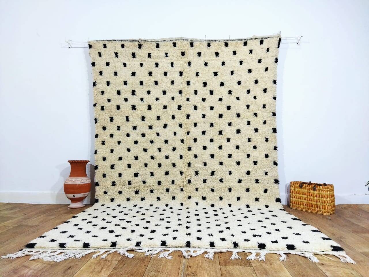 Handmade wool Berber rug 294x194 cm