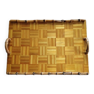 Vintage Bamboo Marquetry Tray from the 60s