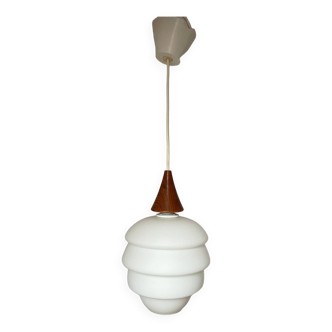 Teak and opaline pendant lamp Denmark 1960