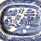 Large English Staffordshire Earthenware Dish in Blue and White Willow, Late 19th Century