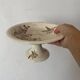 Sepia ironware compote dish, antique fruit bowl.