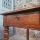 Antique French oak writing desk with 2 lockable drawers, circa 1920.