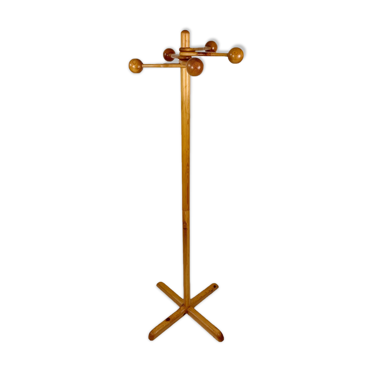Scandinavian coat rack in vintage pine satellite design