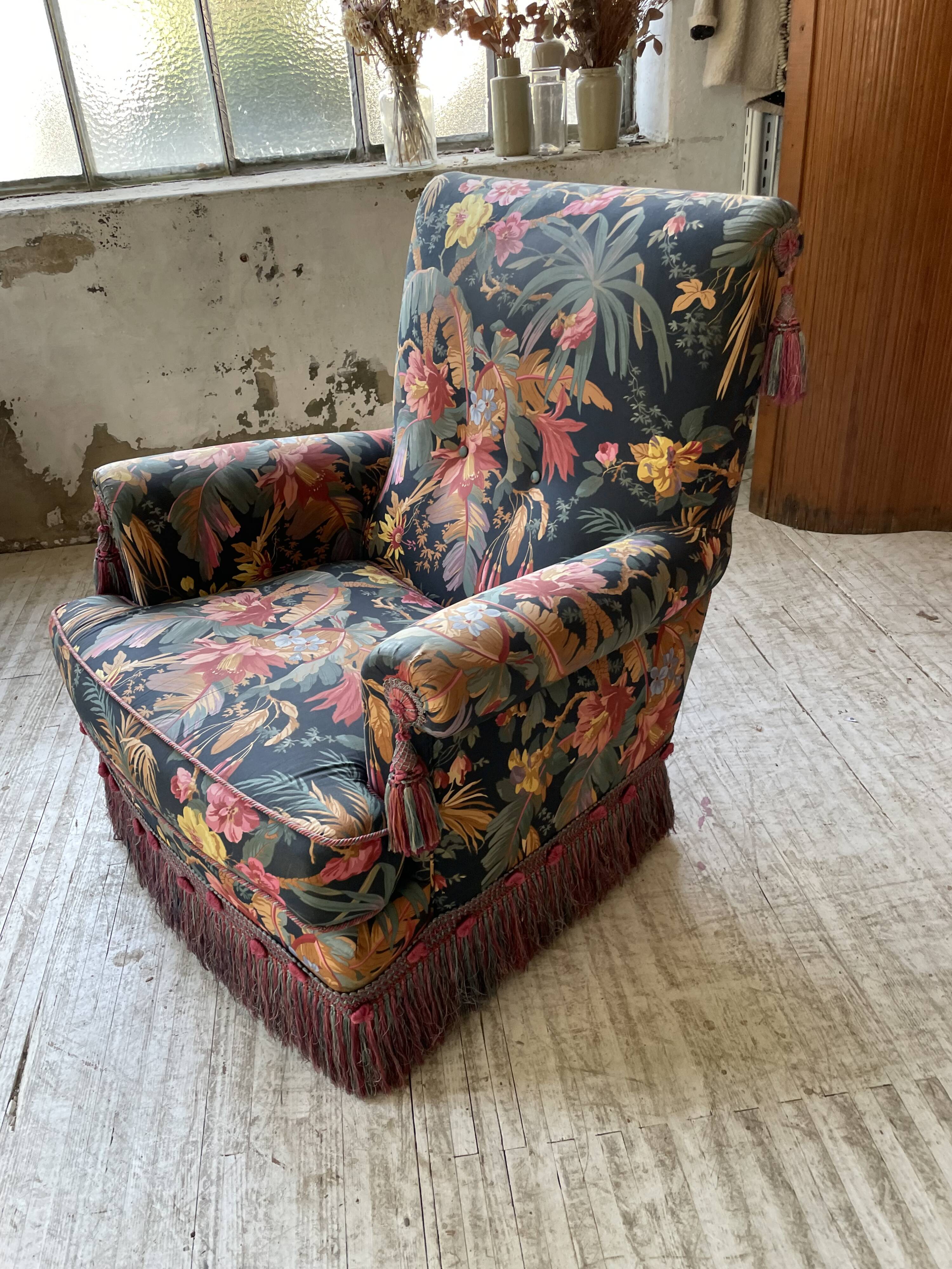 Jean Roche flowered armchair with armrests