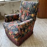 Fauteuil accoudoirs Jean Roche fleuri