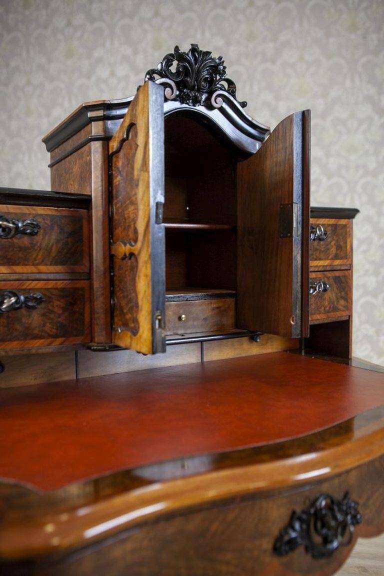 Antique Louis Philippe Walnut andVeneer Secretary Desk, 1860