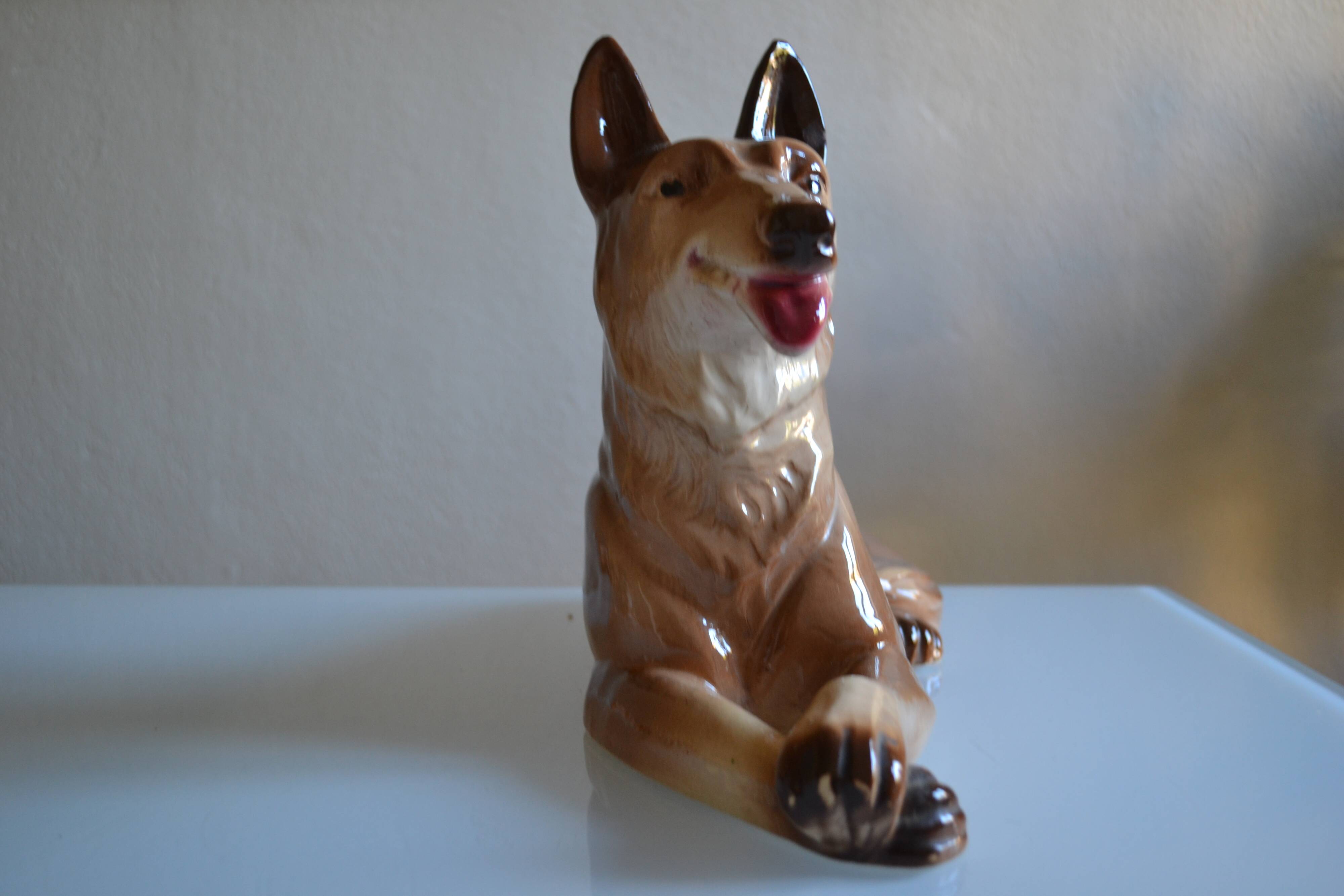Wolf Dog German Shepherd Ceramic Saint Clément L 39 cm H 26 cm