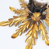 Small gilded floral flush mount light, Germany 1960s