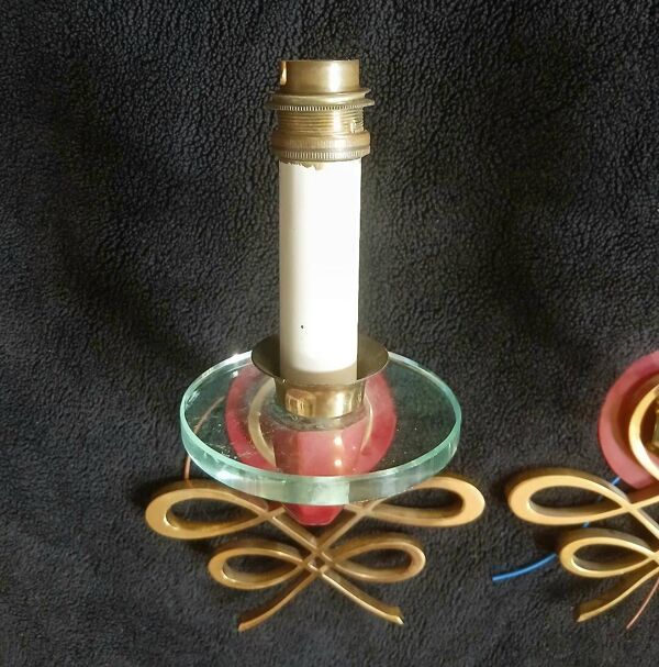 Appliques bronze et verre jules leleu art deco