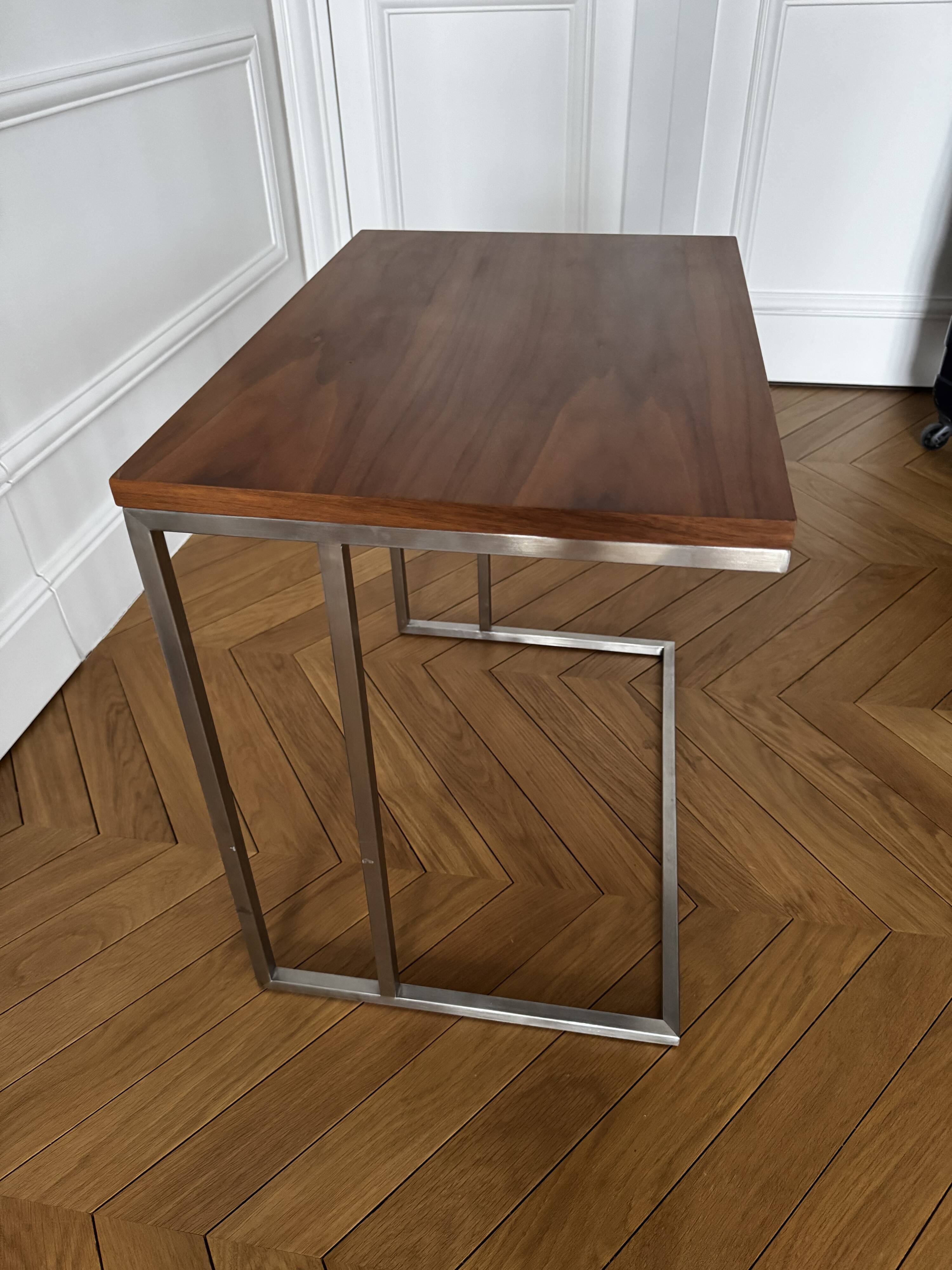 Art Deco wood and metal side table