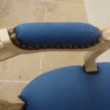 Cabriolet armchair in lacquered wood trimmed in blue satin, Louis XV style