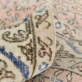 Light Pink & Blue Floral Turkish Vintage Rug, 155x248Cm