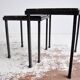 Green nesting coffee table with marble top and iron frame