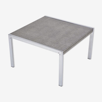 Mid-century modern steel and aluminium coffee table with graphic meander pattern