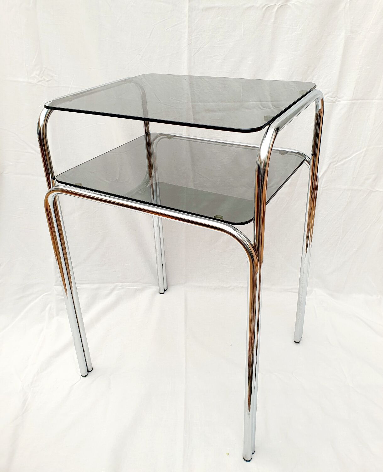 Design console 70 metal chromed smoked glass