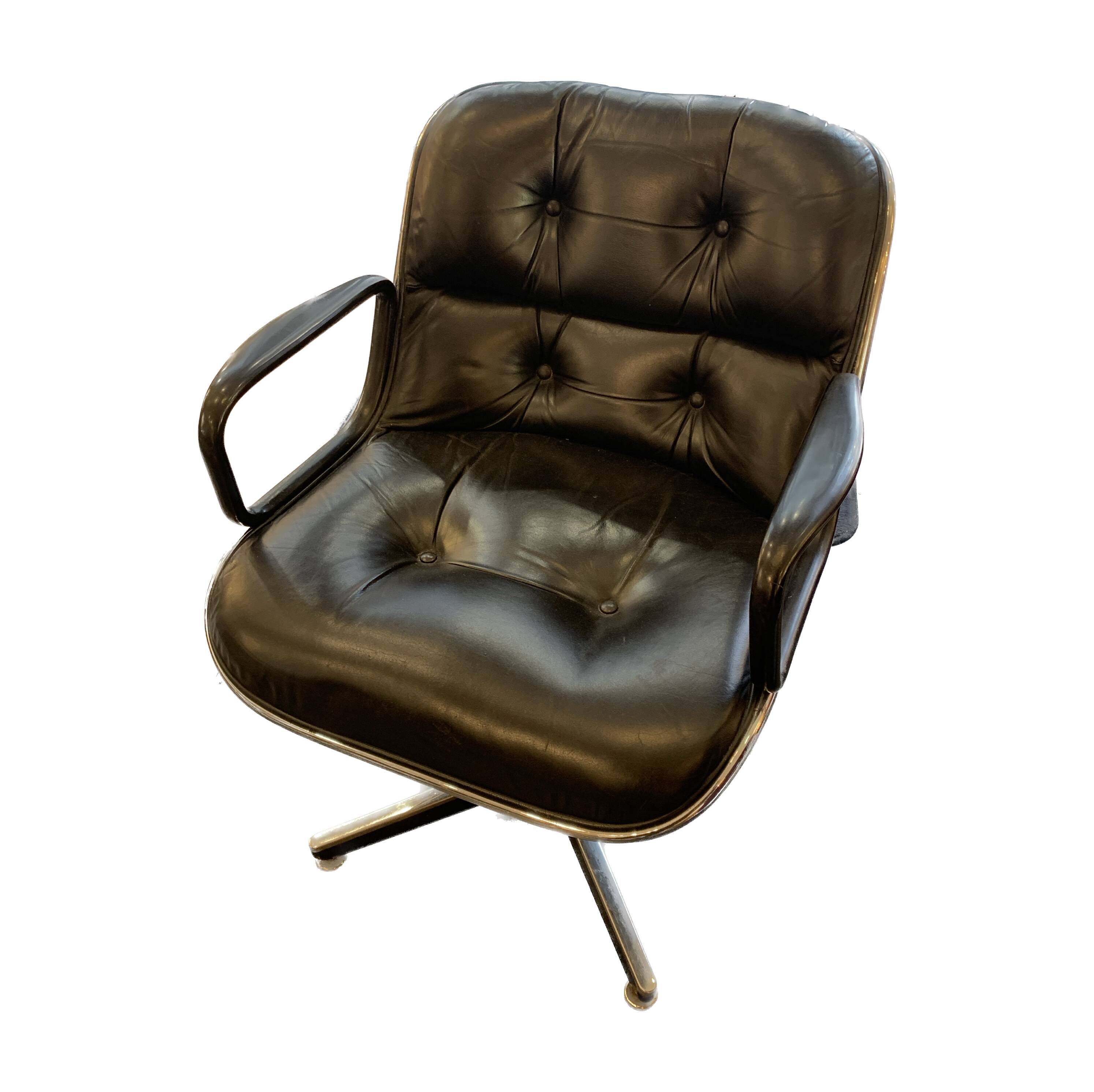 Armchair executive chair Pollock 1st edition 1965 - black leather