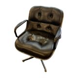 Armchair executive chair Pollock 1st edition 1965 - black leather