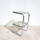 Vintage 1970s side table in chrome metal and smoked glass.