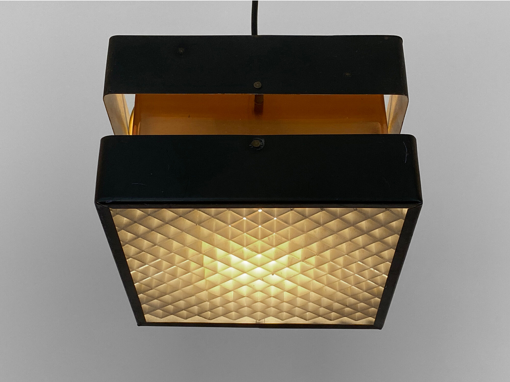 Pendant light in copper and black metal. denmark 1960s