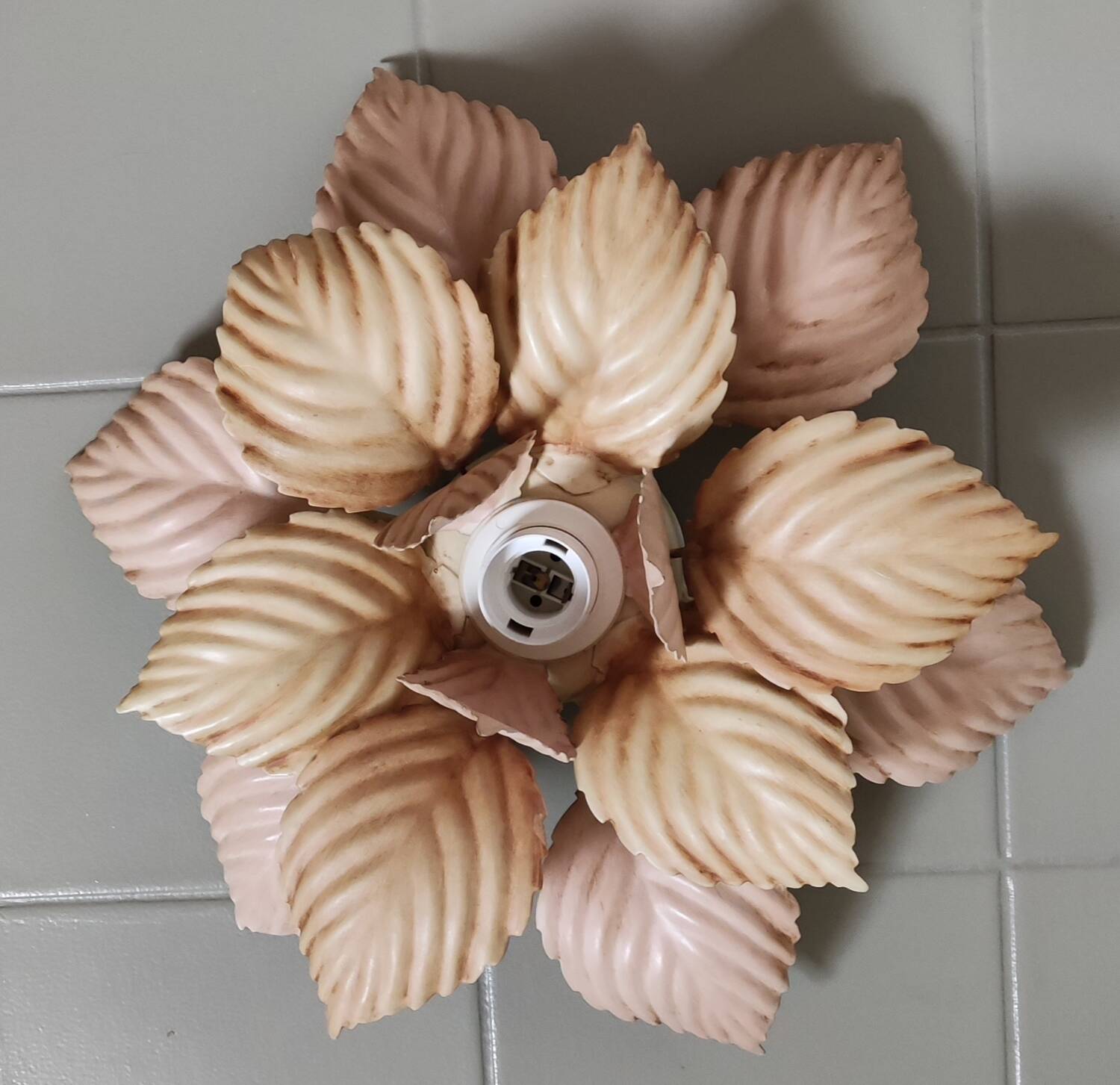 Masca ceiling or wall light 40 cm vintage metal leaves flower