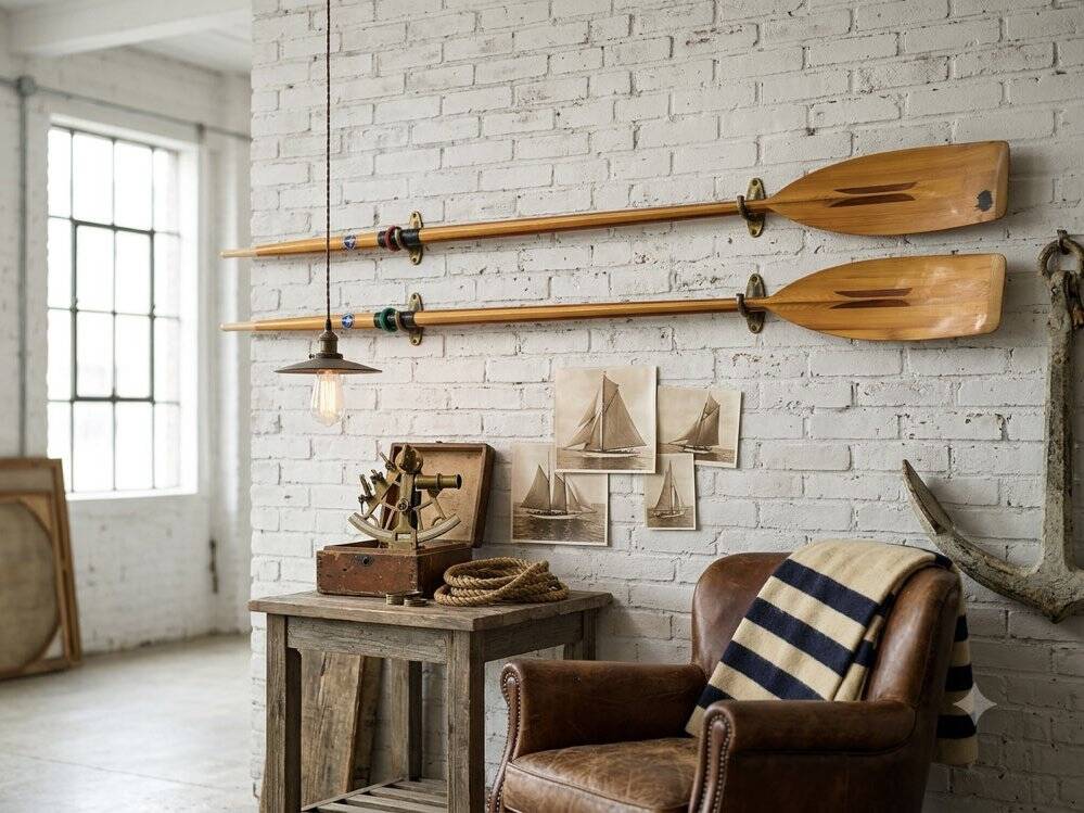 Paire de rames anciennes en bois