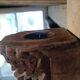 Piece of recycled teak Indian door (corner of the door frame) transformed into a candle holder