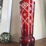 Carved Bohemian crystal vase