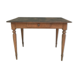 Old farmhouse table desk 1 drawer solid wood patinated black top