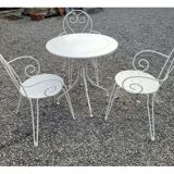 Salon de jardin en fer forgé 3 fauteuils + 1 table