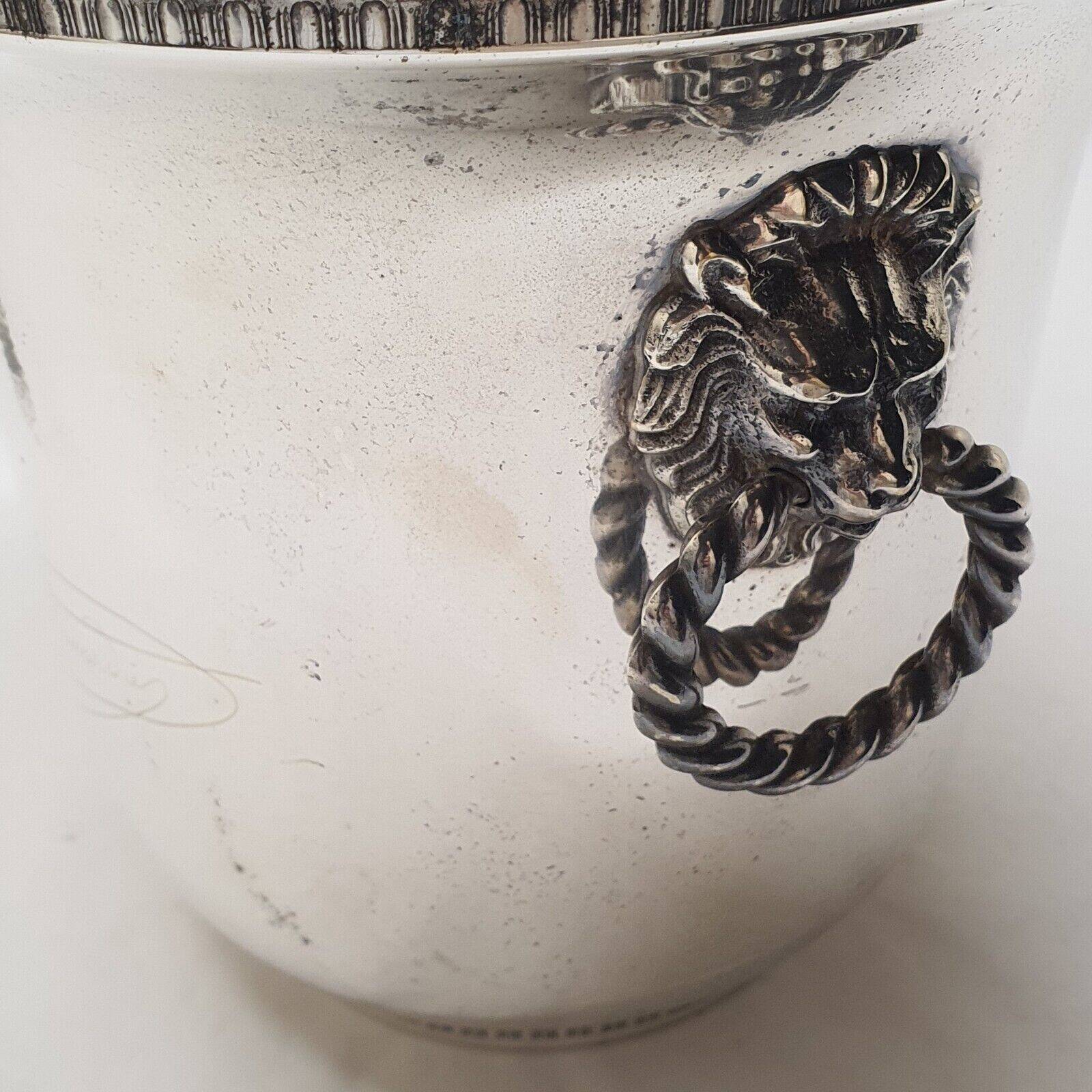 Rare silver metal champagne bucket signed veuve clicquot ponsardin lion head