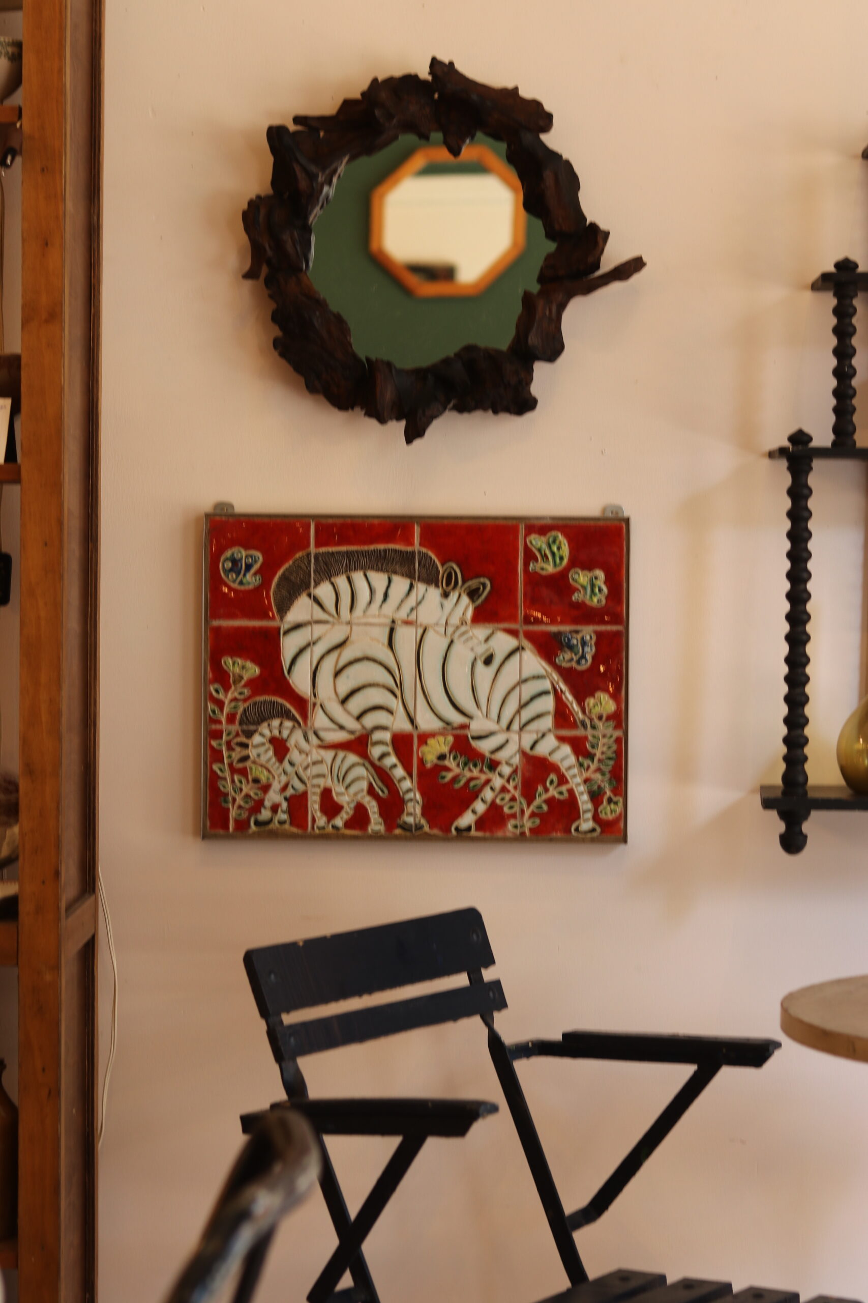 Wall panel "The Zebras" in ceramic signed by Jeanine Weymeers, circa 1970.