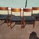 Set of 4 Scandinavian teak chairs in black leather