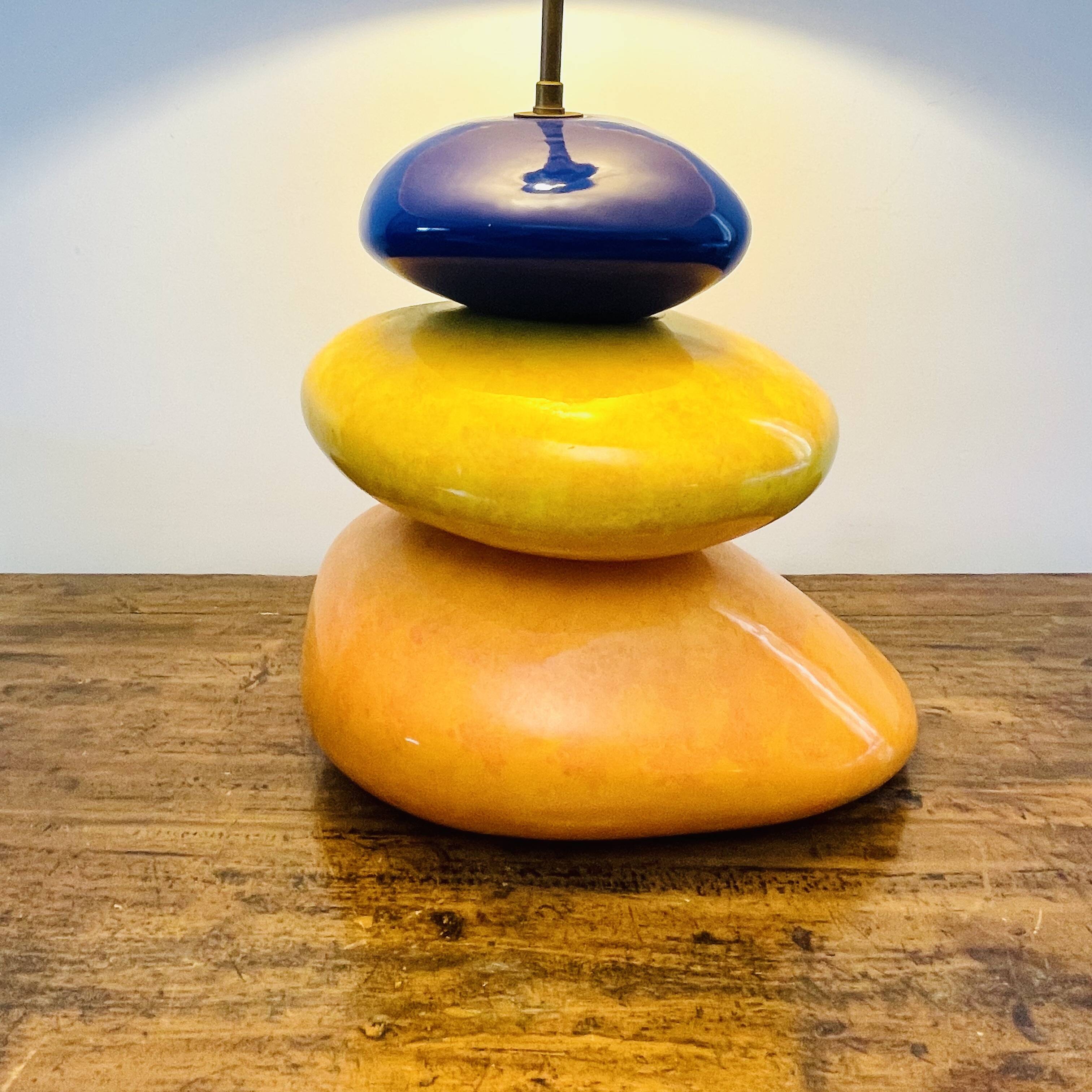 Galet François Châtain Lamp – Blue, Yellow and Orange Design – 60 cm