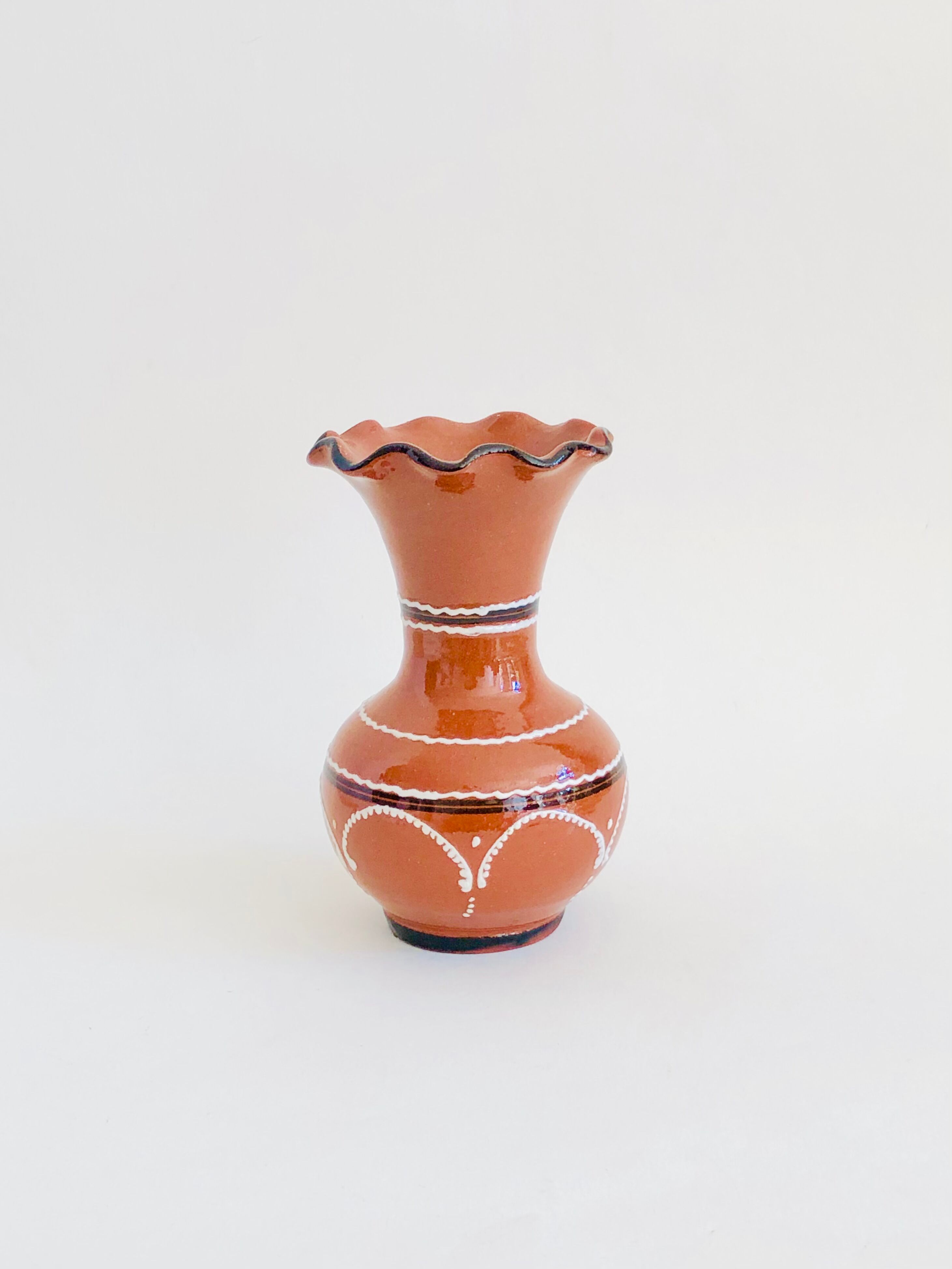Enamelled terracotta vase
