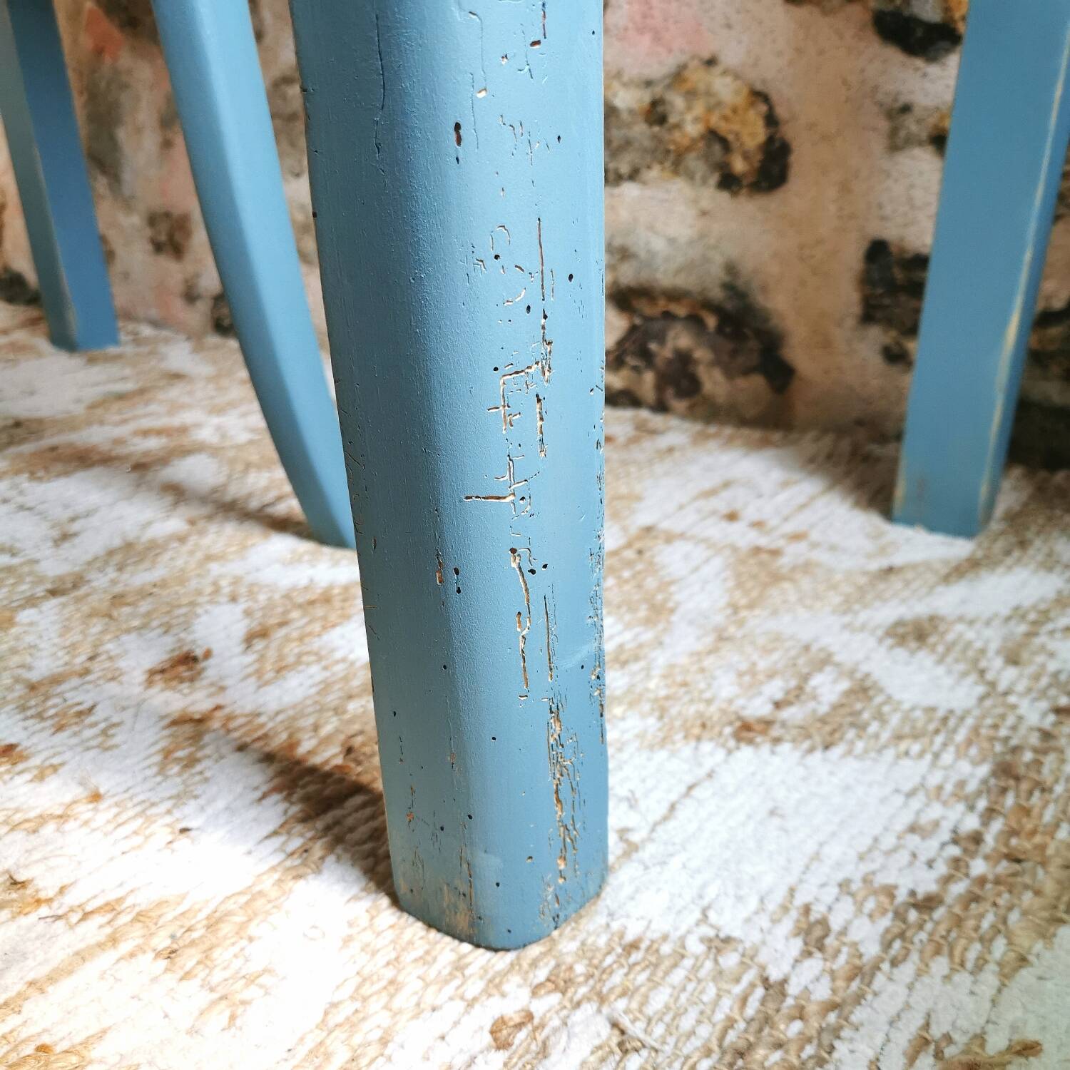 Blue patinated desk and chair